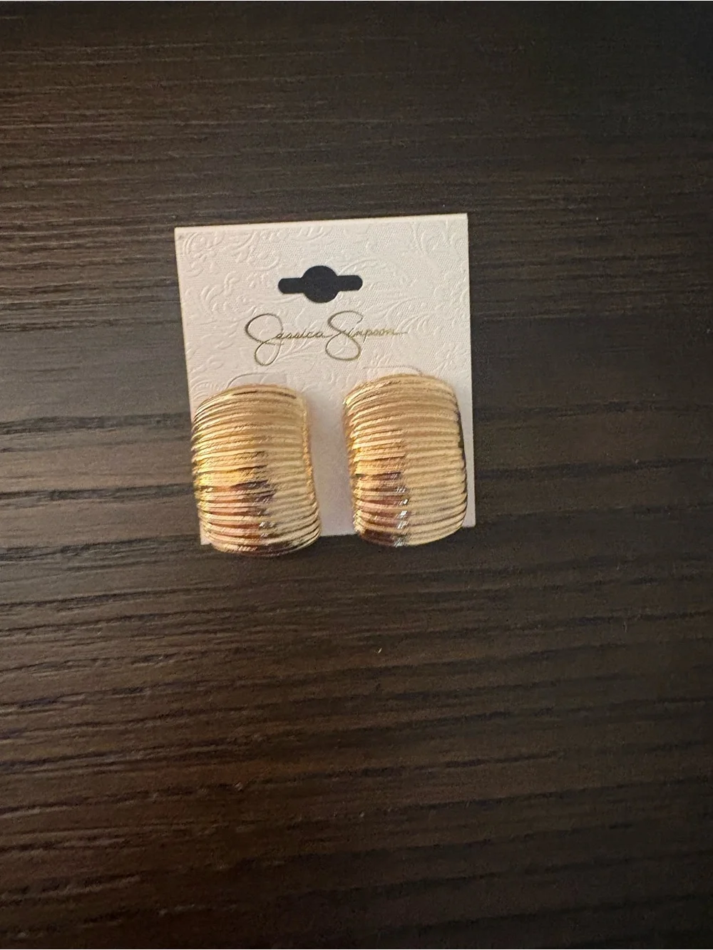 NEW Jessica Simpson Gold Ribbed Earrings